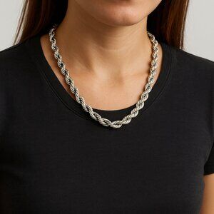 BA Suarti Sterling Silver Large Rope Chain Necklace 122 Grams 4.3oz